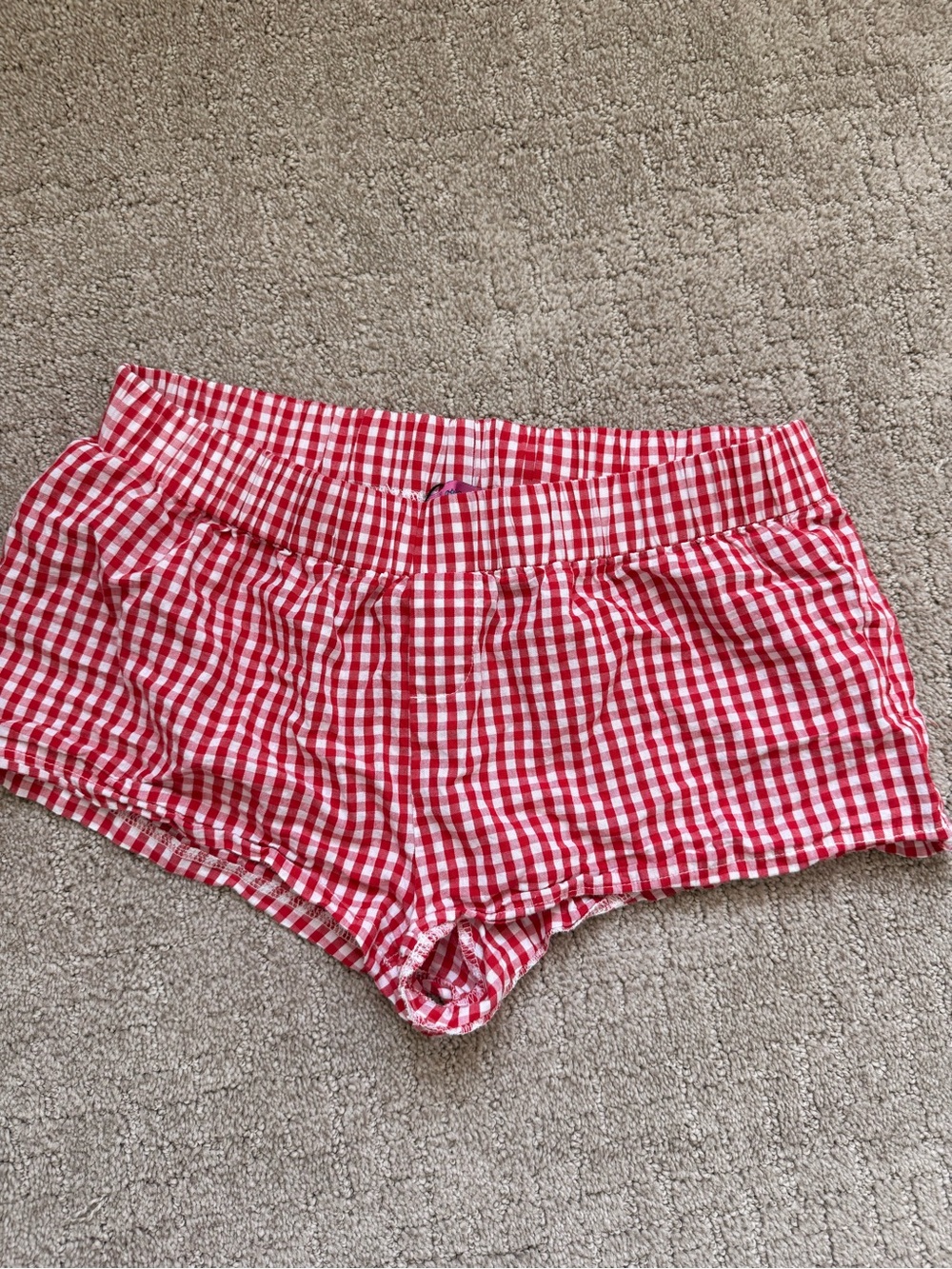 Edikted Red and White Gingham High Waist Women’s Shorts